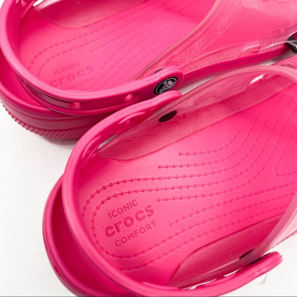 Crocs Adult Classic Translucent Clogs- Candy Pink - Picture 8 of 9